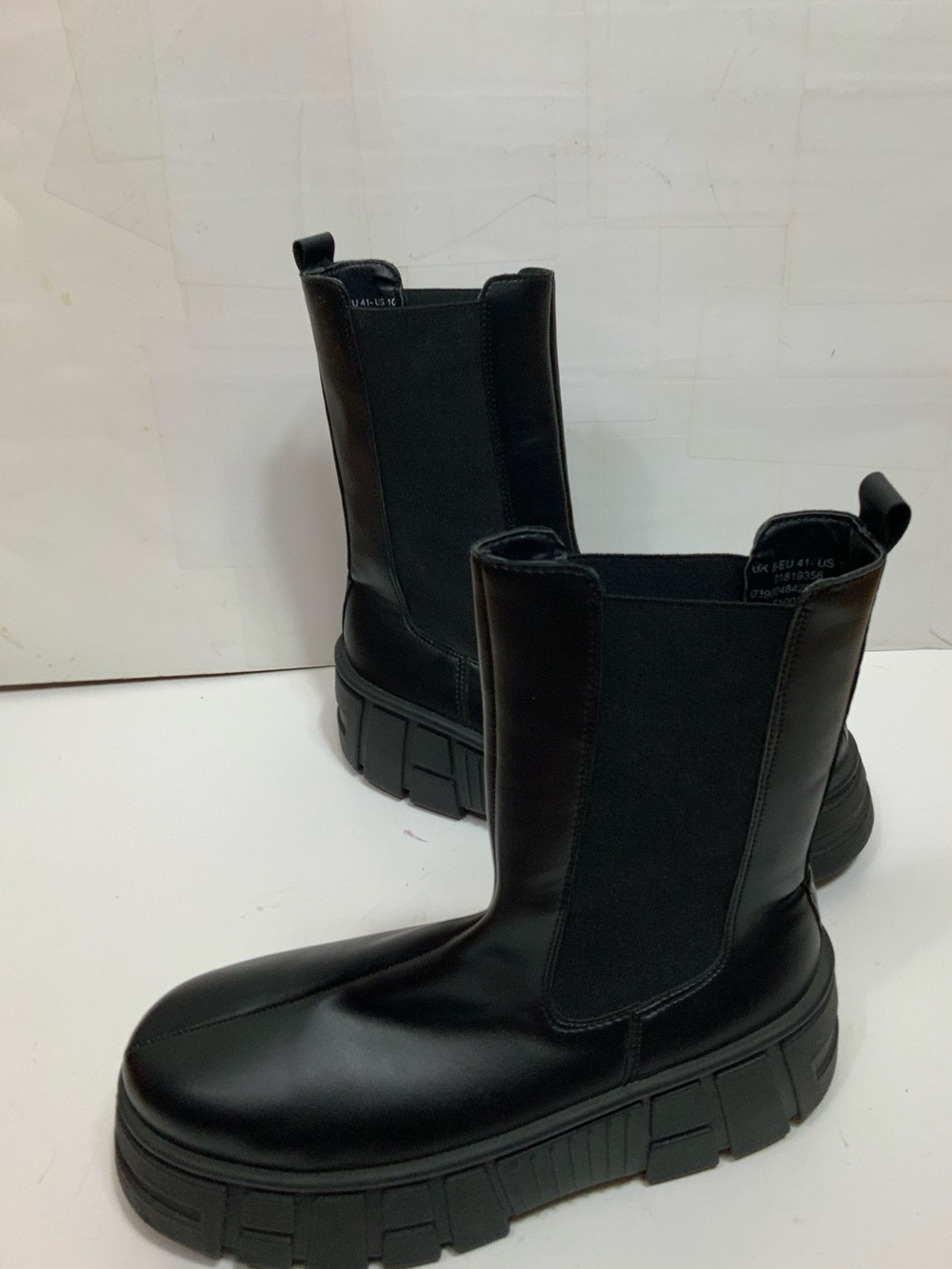 ASOS DESIGN Women's Black Platform Chelsea Boots Chunky Lug Sole Size US 10